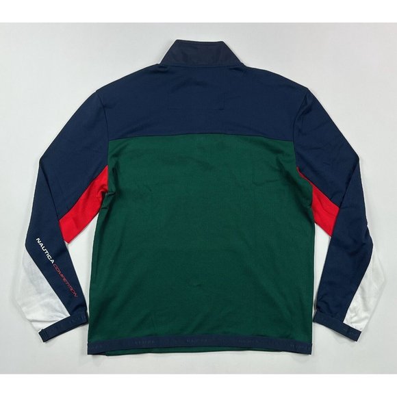 Nautica Competition Mens XL Mock Neck Green Pullover Blue Shirt Jacket K27625 - Picture 4 of 12